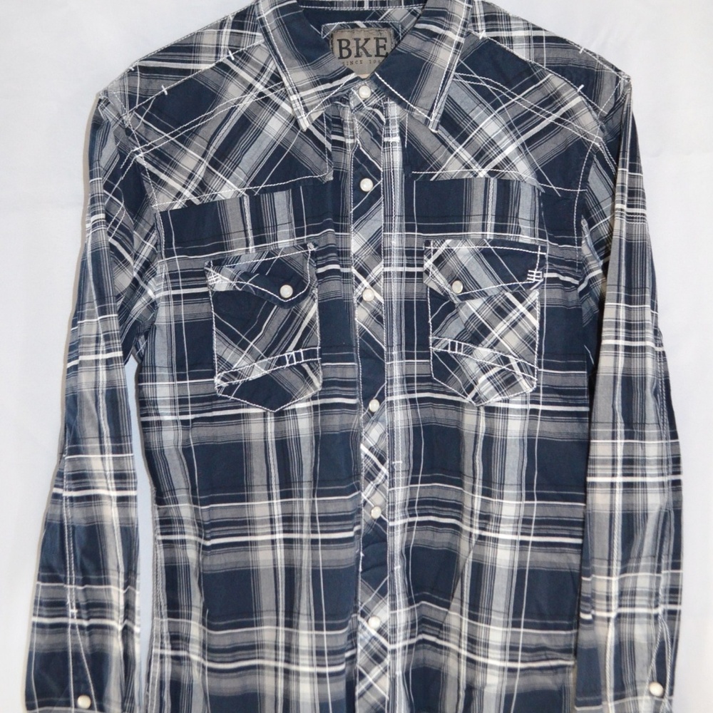 BKE Athletic Fit Plaid Shirt Mens Large